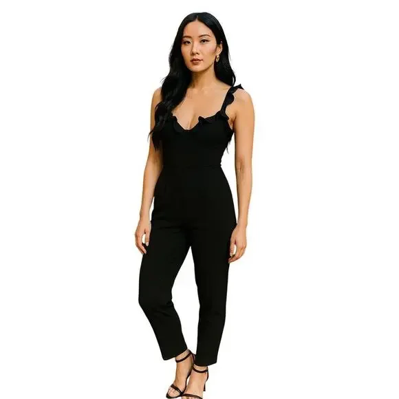 NBD x Naven Serena Ruffled Strap Sleeveless Jumpsuit in Black size Large - Picture 2 of 9